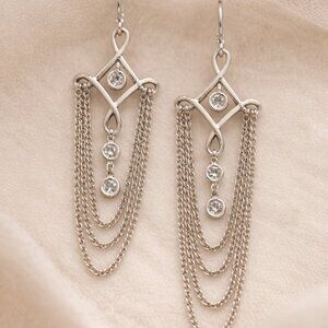 Retired Silpada Sterling Silver CZ Chandelier Earrings W2138